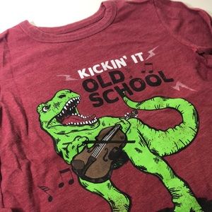 Cat & Jack “Kickin’ It Old School” T-Rex Maroon LS Tee